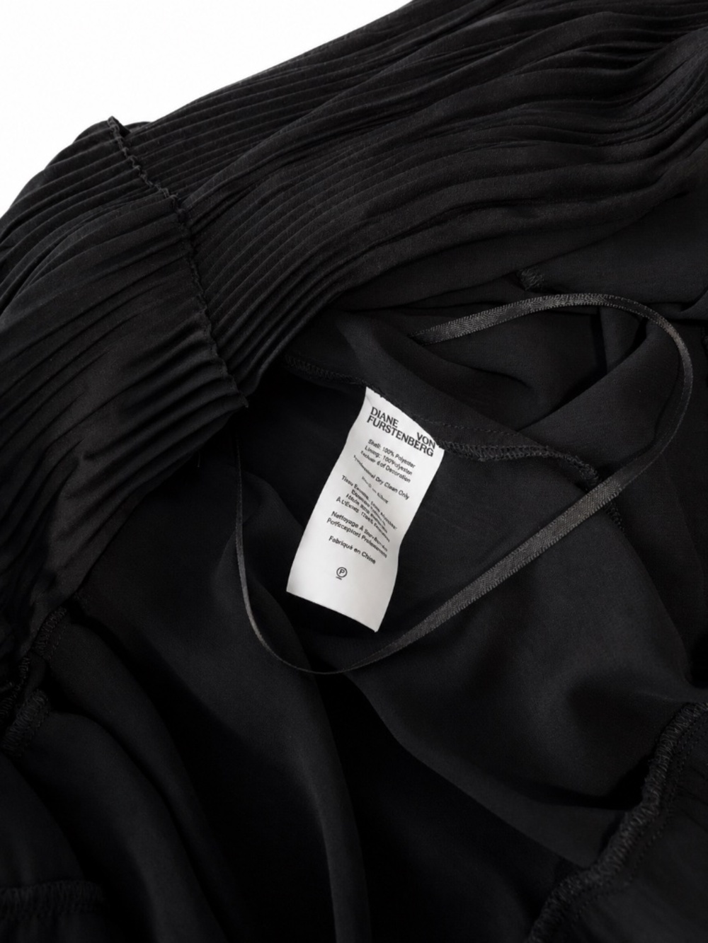 Diane von Furstenberg Black Pleated Wrap Midi Dress Cocktail Wedding Guest XL - Picture 10 of 13